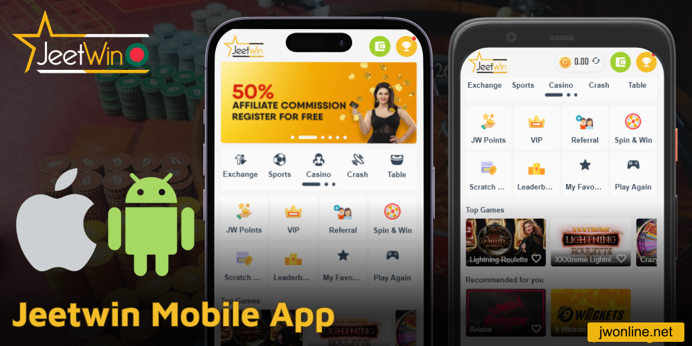 Jeetwin mobile application available for Android and iPhone