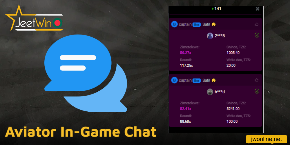 The in-game chat in Aviator game on Jeetwin