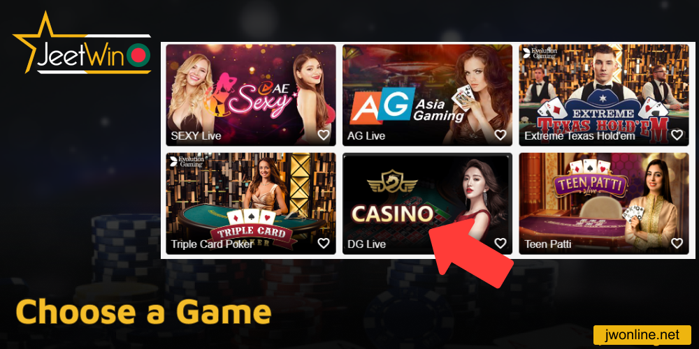 Choose a Game on Jeetwin website