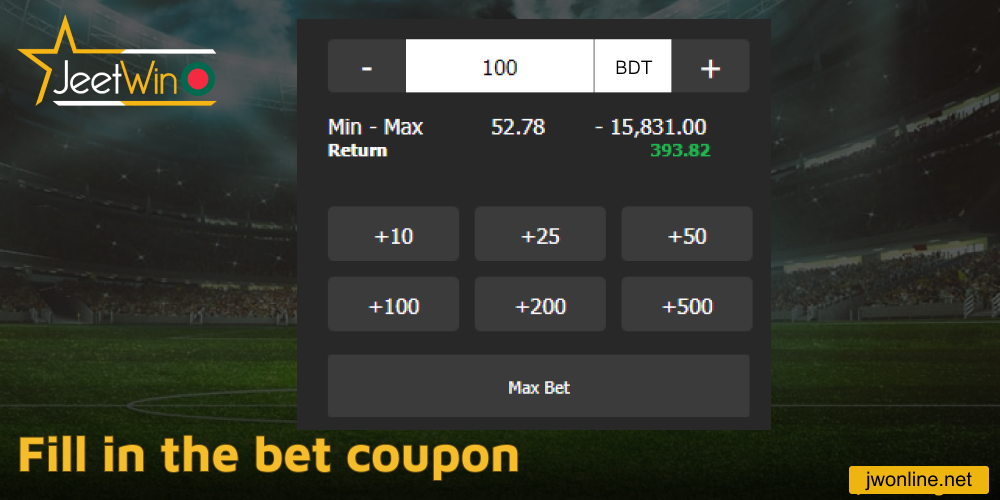 Fill in the bet coupon on Jeetwin