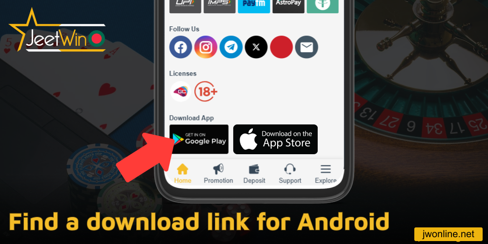 Find a download link for Jeetwin app for Android
