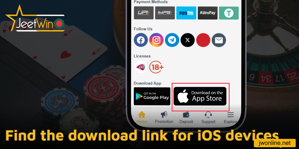 Find the download link for iOS devices on Jeetwin