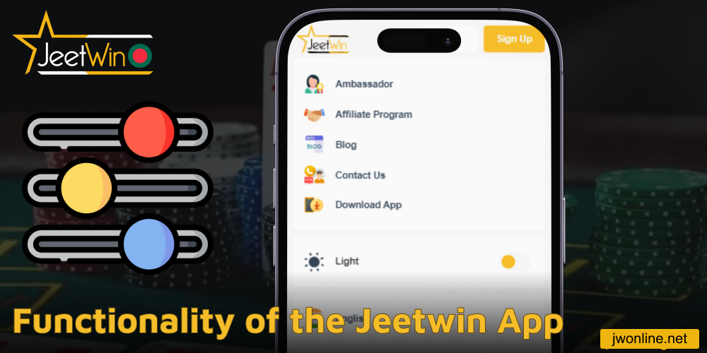 The principal functionality of Jeetwin mobile app