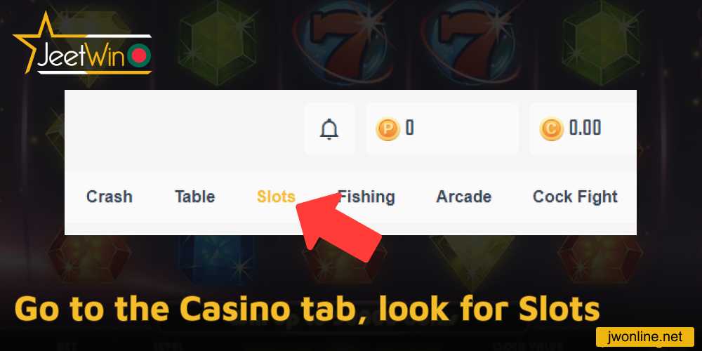 Go to the Casino tab on Jeetwin, look for Slots