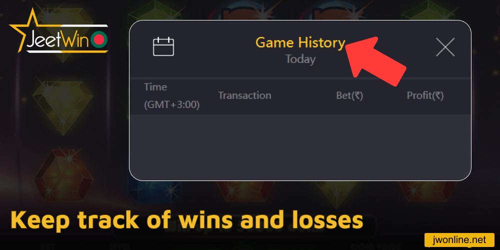 Keep track of wins and losses on Jeetwin