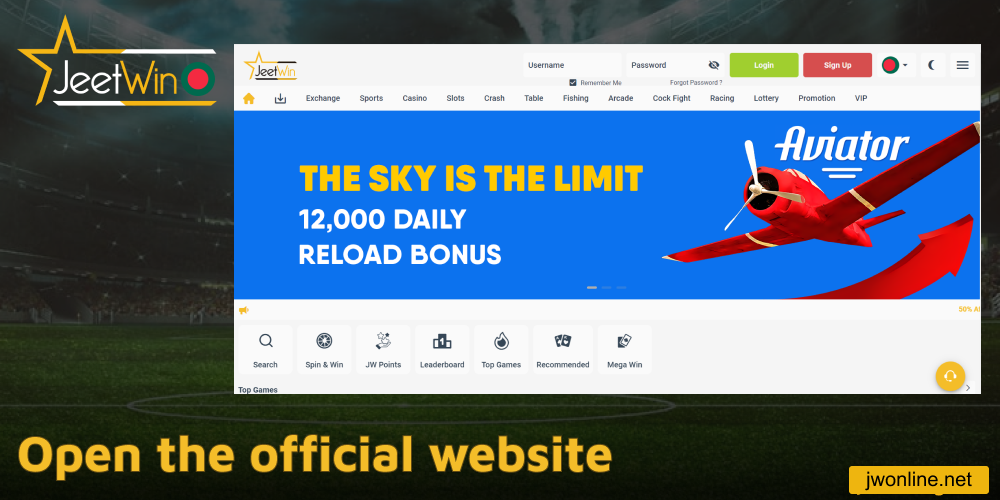 Open the official Jeetwin website
