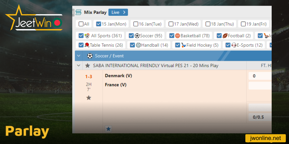 Parlay option available on Jeetwin