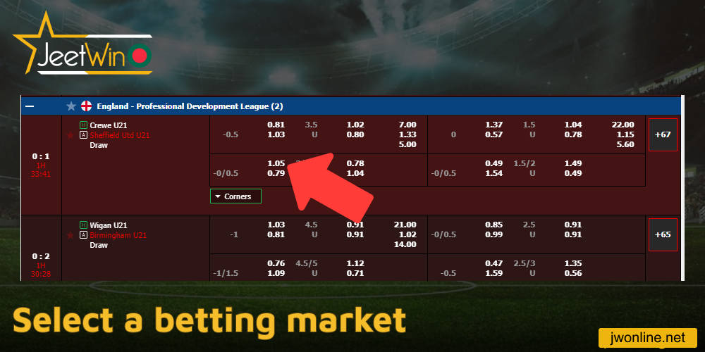 Select a betting market on Jeetwin