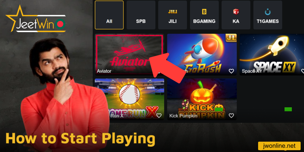 Instructions on how to start playing Aviator on Jeetwin
