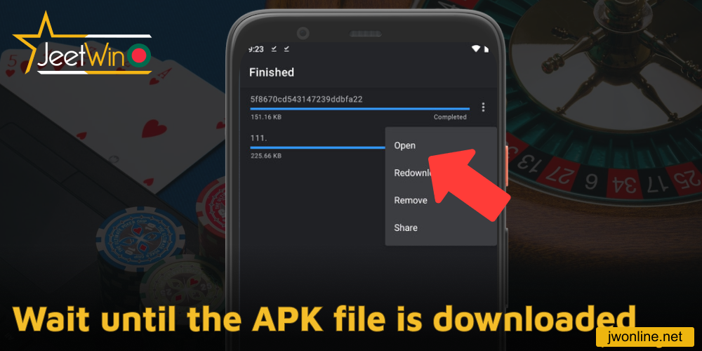 Wait until the Jeetwin APK file is downloaded