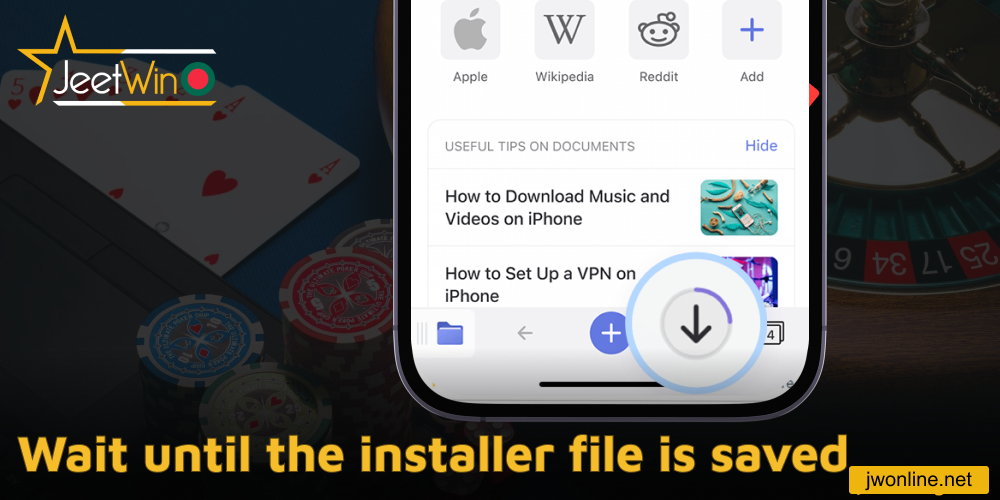 Wait until the Jeetwin app installer file is saved