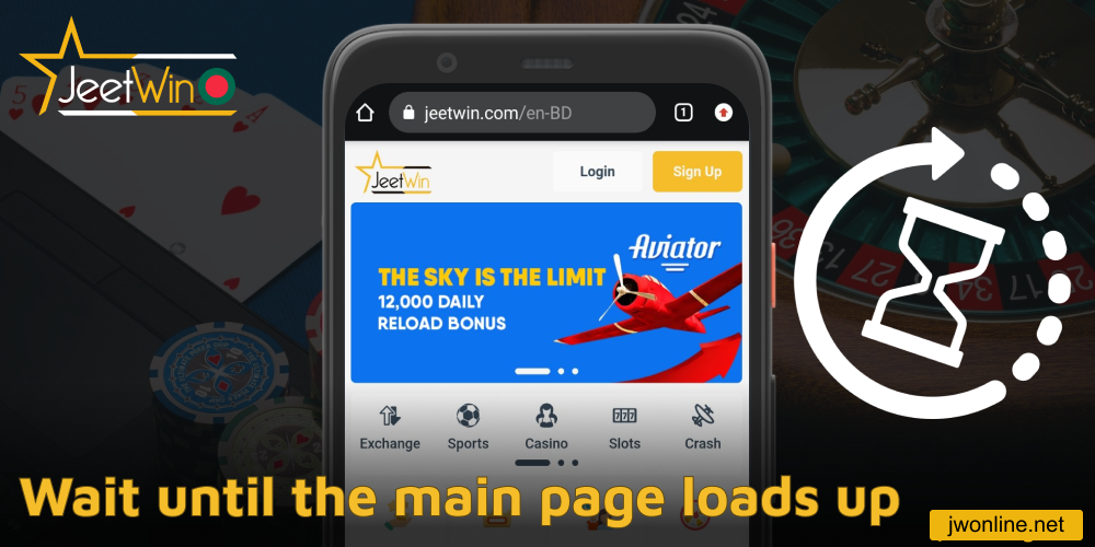 Wait until Jeetwin main page loads up